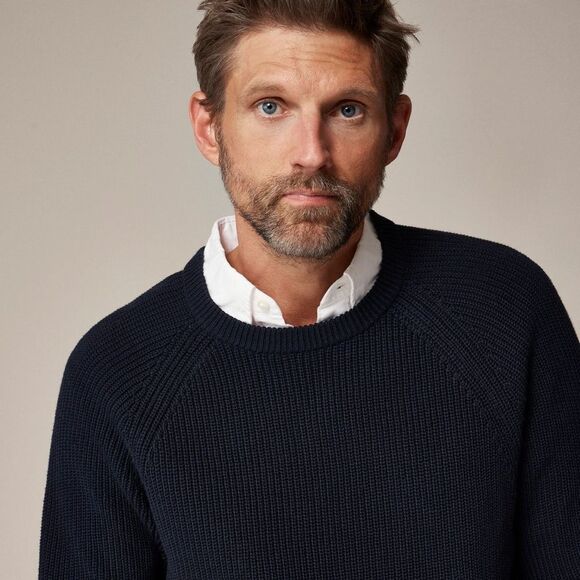 NWT J CREW Heritage cotton ribbed sweater in Darkest Indigo Navy - Picture 3 of 7